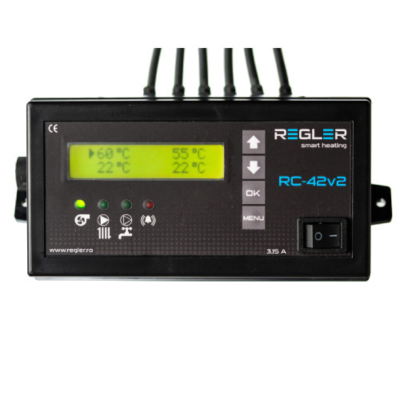 Poza Controler centrala pe lemne Regler RC 42v2 PID, comanda pompa IC, ACM si ventilator, optional termostat de ambient si senzor gaze arse. Poza 19789