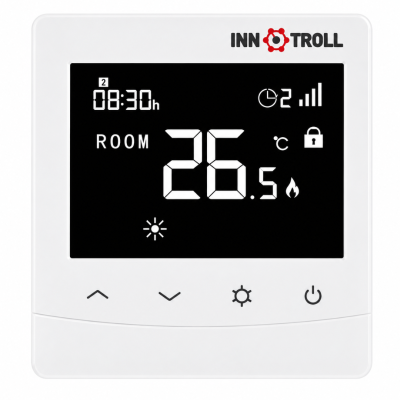 Poza Termostat ambient Innotroll HT WIFI cu fir, LCD, alb, montaj in doza, 230V, programabil. Poza 20105